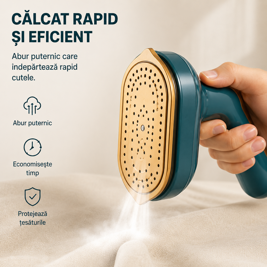 Mini Fier de Călcat Pliabil 16cm, Portabil, Talpă Ceramică